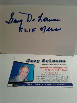 Gary Delaune Authentic Hand Signed Index Card With Bis.  Card - Jfk Assassination