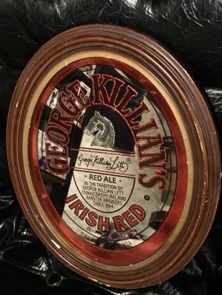 Vintage George Killians Irish Red Ale Beer Mirror Oval Sign 1980 