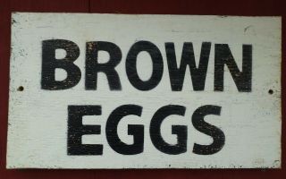Vintage Wooden Produce Sign Vegetable Stand Brown Eggs