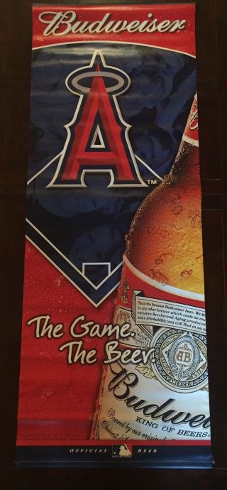 Budweiser Beer Heavy Vinyl Banner 59 1/2 " X 22 " Anaheim Angels Man Cave Two Sided