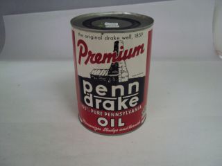 Vintage One Quart Penn Drake Oil Can Full S - 018