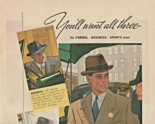 1937 Stetson Mens Hats Vintage Print Ad For Formal Business Sports Wear
