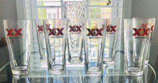 8 Dos Equis Premium Beer Tall Etched Bar Glass 18 Oz