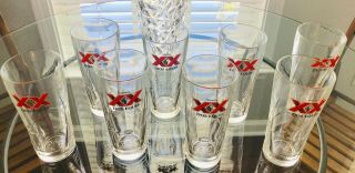 8 Dos Equis Premium Beer Tall Etched Bar Glass 18 oz 3