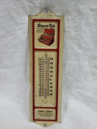 Vintage " Snap - On Tools " Advertising Thermometer Sign Metal From E.  Falmouth Mass