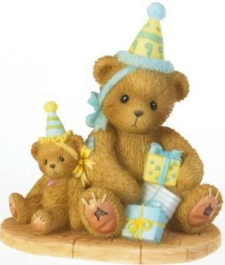 Cherished Teddies Age 9 Happy Birthday Teddy Bear Figurine Nib Party Hat Present
