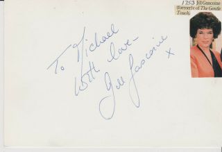 Jill Gascoine B1937 The Gentle Touch & C.  A.  T.  S Eyes Signed Card & Inset Pic