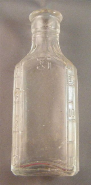 Vintage Owens 3i Embossed Glass Fluted Graduated Medicine Pharmacy Bottle 3 5/8 "