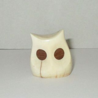 Owl Figure Animal Figurine Carved Antler Modern Style R.  Dow Reid Canada 2 "