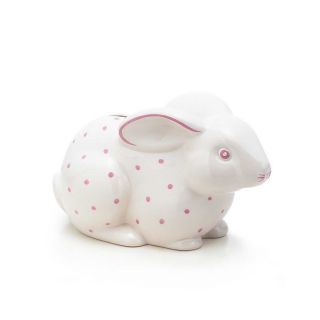 Tiffany Co Pink White Bunny Bank Baby Girl Gift Hand Painted