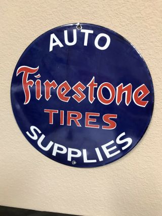 Porcelain Firestone Tires Enamel Sign Size 10 " Inch Round
