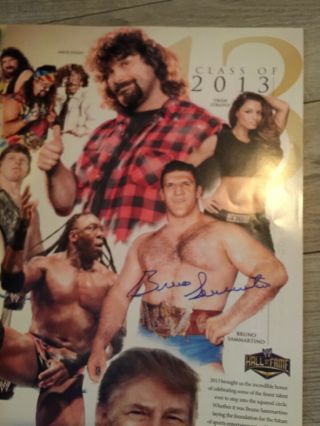 Signed Bruno Sammartino Wwe Wrestle Mania Program Hall Of Fame Nj 2013 Wwf Wcw