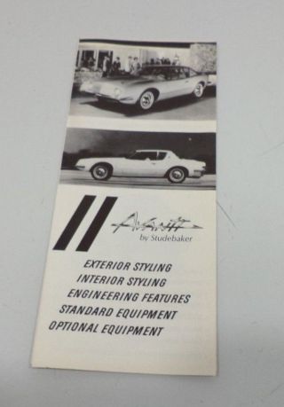 Vintage 1963 Studebaker Avanti Dealership Sales Brochure Folder Ad 63