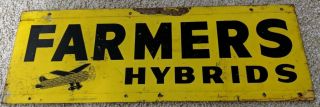 Vintage Farmers Hybrids Seed Corn Advertising Metal Spinner Farm Sign,  Rare