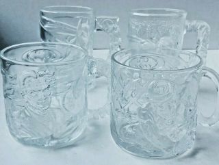 Mcdonalds Batman Forever 1995 Glass Mugs Complete Set 4 Riddler Robin Two Face