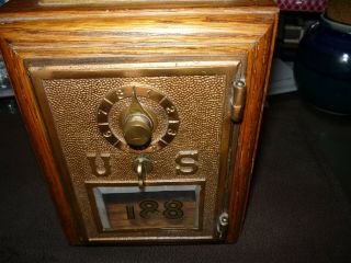 Vintage U S Post Office Mail Lock Box / Bank Wood