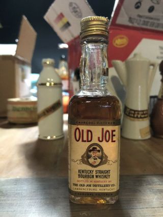 Vintage Miniature Alcohol Bottle Old Joe Mini Bourbon Whisky Empty