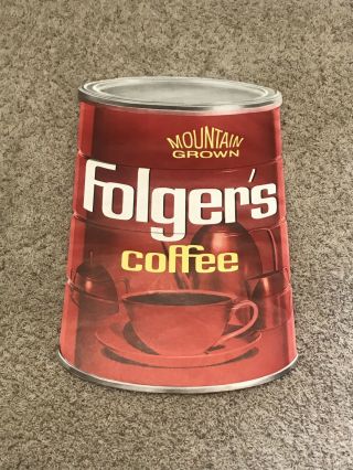 Folgers Coffee Can Grocery Store Sign Vintage 1960s 1970s Old Old Stock