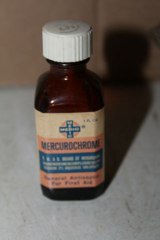 Vintage Medic Mercurochrome Bottle Paper Label Memphis Tennessee Tenn Tn Rare