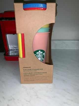 Starbucks Color Changing Cold Cups 5 Pack With Lids And Straws 24oz