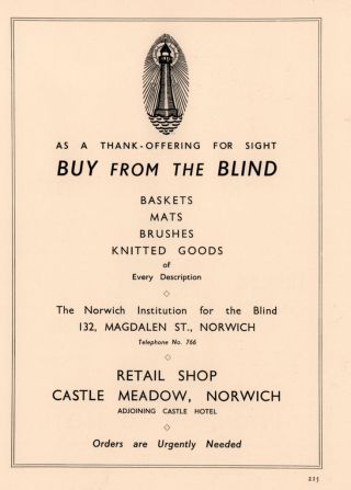 1935 Ad Buy From The Blind Norwich Castle Meadow Lighthouse