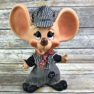 Topo Gigio Vintage Huron Products Ernie Engineer Big Ear Mouse With Rare Hat