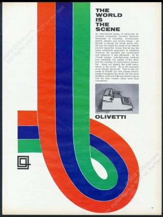 1966 Olivetti Typewriter Photo Modern Graphic Design Unusual European Print Ad 2