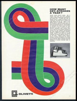 1966 Olivetti Typewriter Photo Modern Graphic Design Unusual European Print Ad 3