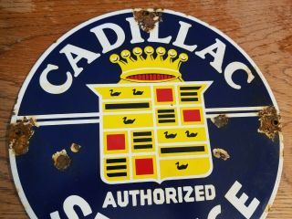 Cadillac Authorized Service Porcelain Dealer Sign Gas Oil Car Truck Escalade old 2