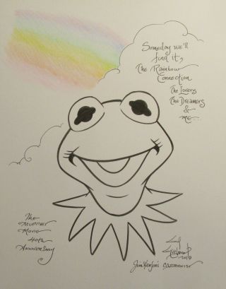 Official Guy Gilchrist Kermit Rainbow Cartoon Art Jim Henson Muppets