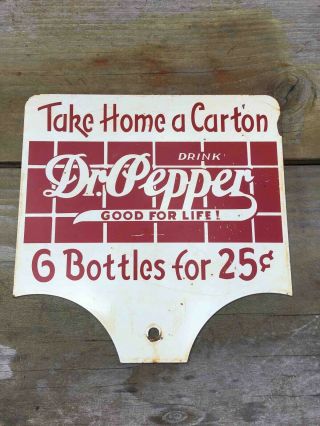 Old Take Home A Carton Drink Dr Pepper Double Sided Sales Rack Soda Ad Sign
