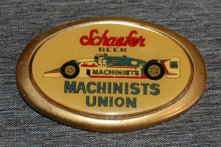 1970s Schaefer Beer Machinists Union Brass Belt Buckle