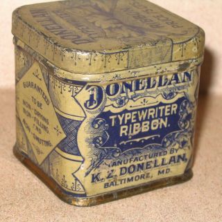 Donellan Typewriter Ribbon Tin Baltimore Md Early American Can Co Litho