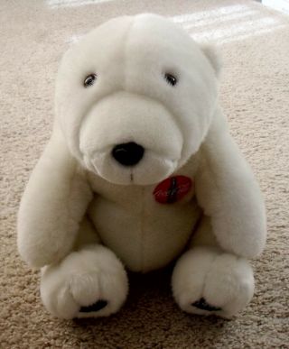 Adorable Pre - Owned 1995 Coca Cola 11 " White Polar Bear Plush Stuffed Animal