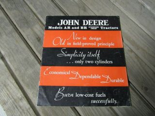 Vintage John Deere Models Ar & Br Standard Tread Tractors Brochure