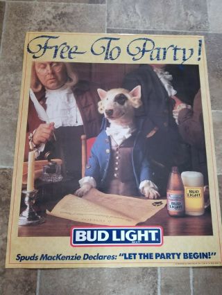 (vtg) 1997 Bud Light Beer Spuds Mackenzie Dog Congress Poster Budweiser Rare