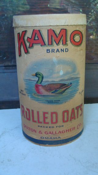 Antique Kamo Litho On Paper Rolled Oats 3 Lb Container