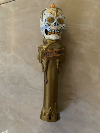 Modelo Negra Beer Tap Keg Handle Day Of The Dead Skull 11 "
