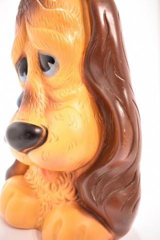 1973 Russ Berrie Coin Bank - Droopy Sad Dog with Stopper - Vintage Toy Plastic 8