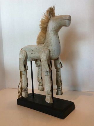 Carved Wooden Horse Sculpture Statue 12” Tall & Legs Move All Are Jointed