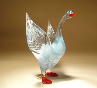 Blown Glass Figurine " Murano " Art Bird White Goose