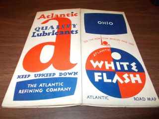 1939 Atlantic White Flash Ohio Vintage Road Map