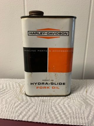 Vintage Harley - Davidson Fork Oil Metal Oil Can Liter Full Advertising Motorcycle