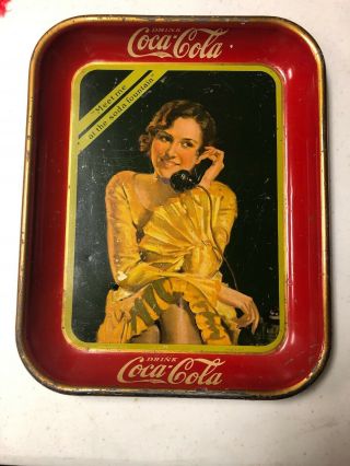 1930 Drink Coca Cola Tray " Meet Me At The Soda Fountain " Coke Tray