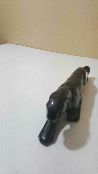 Vintage 13 " Long Crouching Black Panther Ceramic Figurine Statue Mid Century