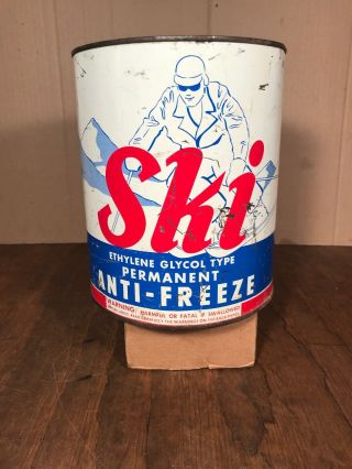 Vintage Collectible Advertising Ski Anti - Freeze 1 - Galon Can Gas Oil