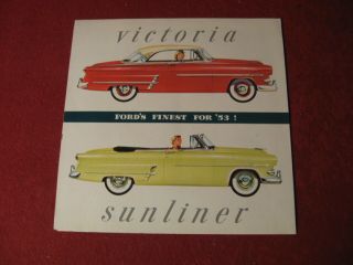 1953 Ford Victoria Sunliner Dealer Showroom Sales Brochure Booklet Old