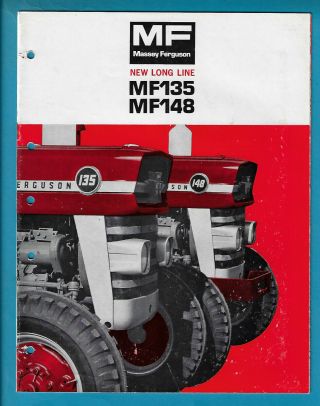 Massey Ferguson Mf135 & Mf148 Long Line Tractors 12 Page Brochure Plus Flap