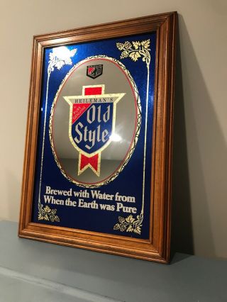 Old Style Lager Beer Sign Mirror Vintage Graphic G.  Heileman Wood Glass Bar Mg5