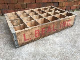 Vintage Wooden Soda Crate Wood Box L.  Beal Inc.  Sioux Falls South Dakota 3